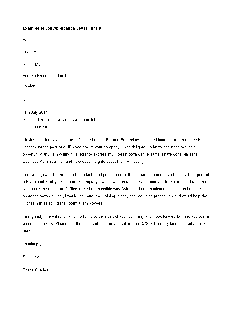 Example Of Job Application Letter For Hr example-of-job-application-letter-for-hr