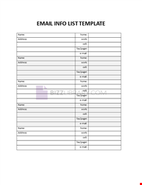 Email Info List Template