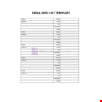 Email Info List Template example document template