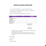 Monthly Salary Certificate Letter example document template