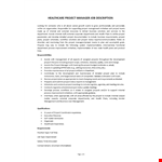 Healthcare Project Manager Job Description example document template