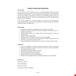 Finance Intern Job Description example document template