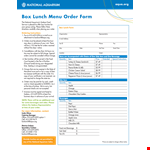 Printable Menu Order Form Template example document template