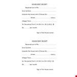House Rent Receipt Sample example document template