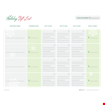 Holiday Gift Budget List Template example document template