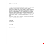 College Letter Of Recommendation For Student example document template