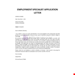 Employment Specialist Application Letter example document template