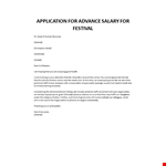 Application for advance salary for festival example document template