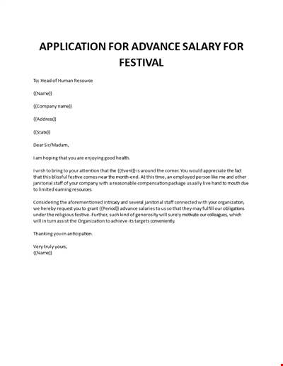 Application for advance salary for festival