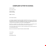Complaint letter to council example document template