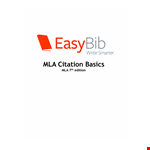 MLA Citation: Bibliography Basics, Information, Title, Sources & Citing example document template
