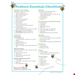 New Baby Essentials Checklist example document template