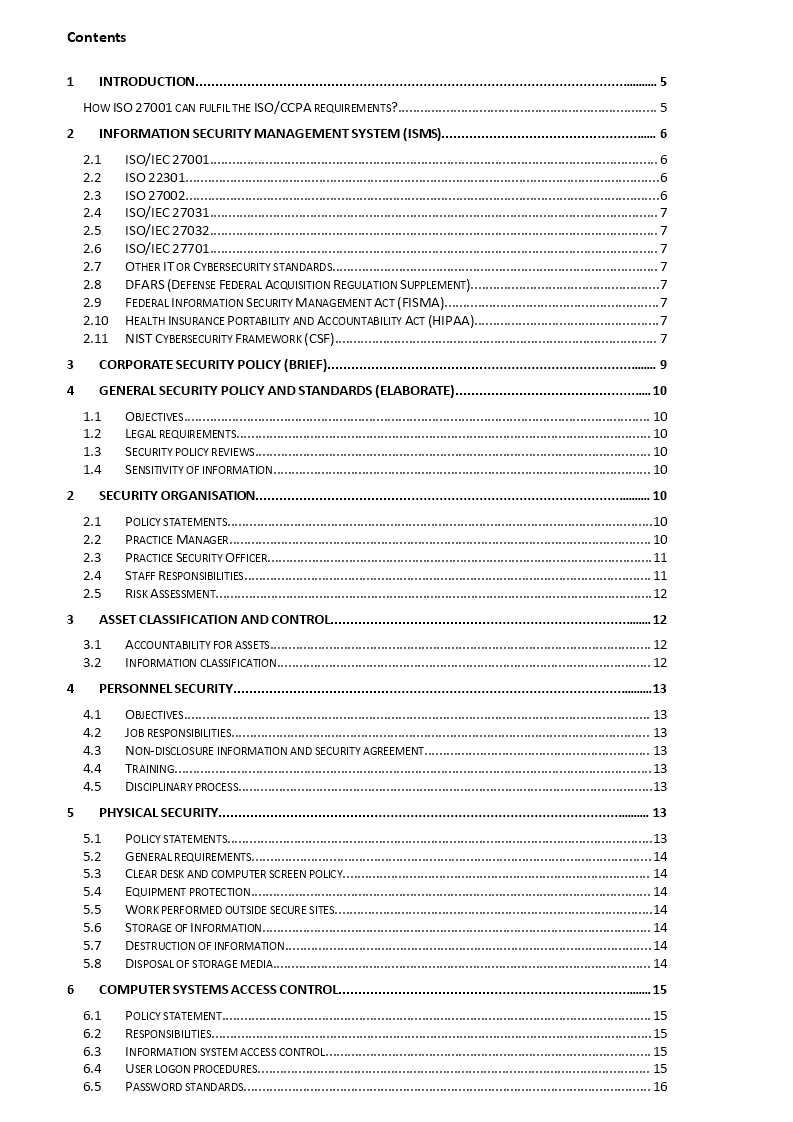 corporate security policy example