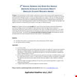 Scholarship Application Template | Research, Award, Arnold Childhood, Obesity example document template