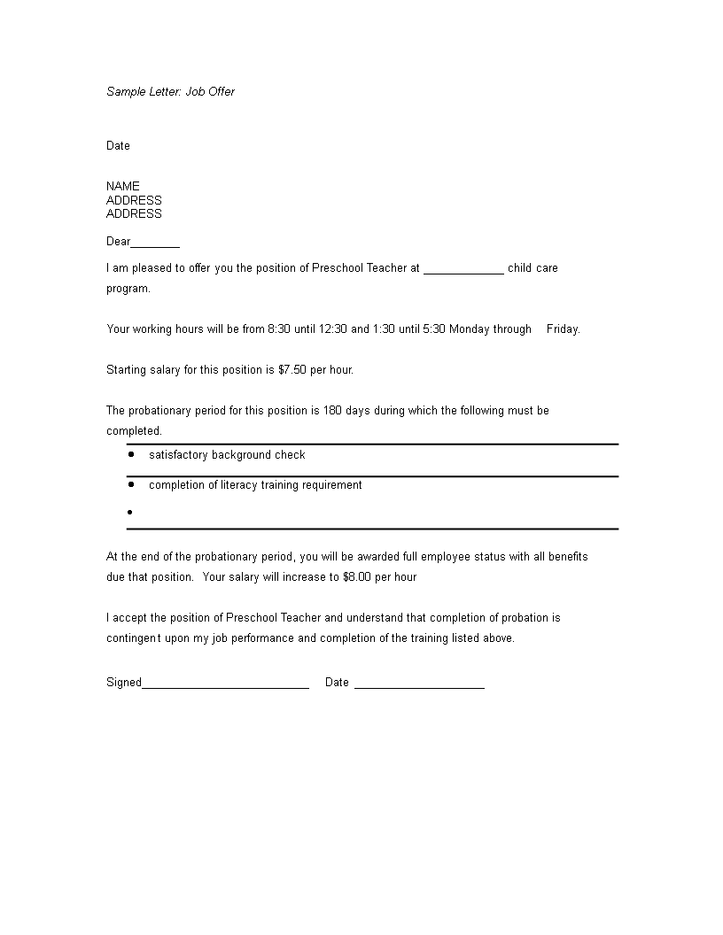 Sample Teacher Offer Letter sample-teacher-offer-letter