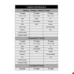 Lunch Schedule Sample example document template