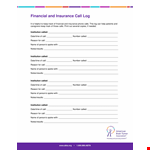 Financial And Insurance Call Log example document template