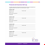 Financial And Insurance Call Log example document template 