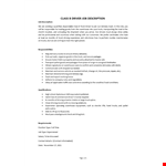 Class B Driver Job Description example document template