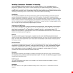 Nursing Literature Article Review: Study, Writer, Summary - Should You Review? example document template