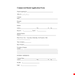 Business Commercial Lease Rental Application Form - Apply for a Lease example document template