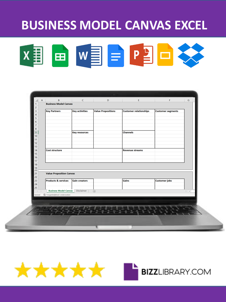 business model canvas excel template
