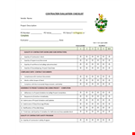 Project Contractor Evaluation Checklist example document template