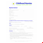 Childhood Nanny Contract: Essential Guide for Employee, Employer, and Child example document template