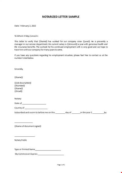 Notarized Letter Template