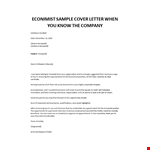 Economist Supervisor cover letter example document template