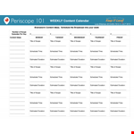 Weekly Content Calendar Sample example document template