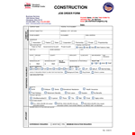 Construction Job Order Form | Email, Contact, Federal | Templates example document template