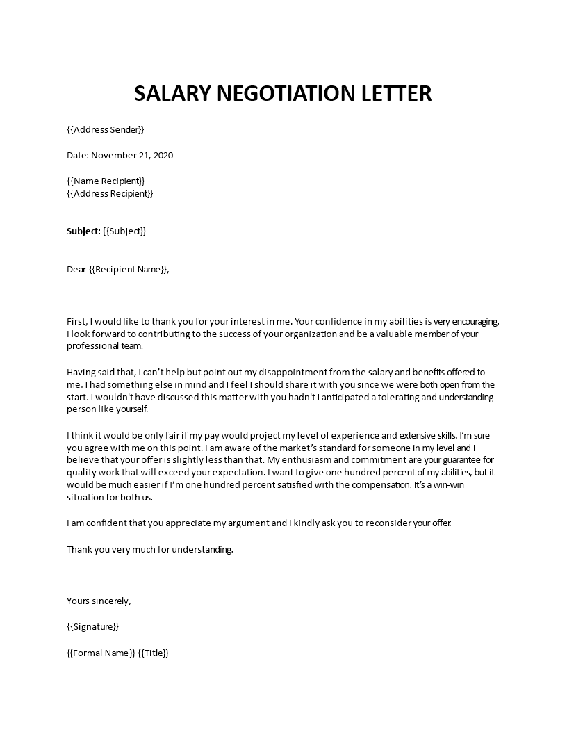 Salary negotiation letter With Counter Offer Letter Template