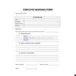Employee Warning Form example document template