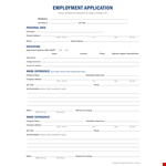 Generic Fillable Employment Application example document template