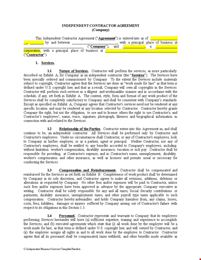 Independent Business Contract Template Free