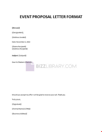 Event Proposal Format And Letter