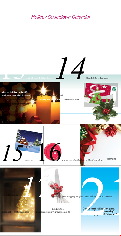 Holiday Countdown Calendar Template