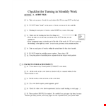 Monthly Work Checklist Template example document template