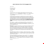 Temporary Employment Offer Letter: Professional Opportunity example document template
