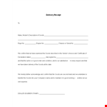 Sample Hand Delivery Confirmation for Goods Condition example document template