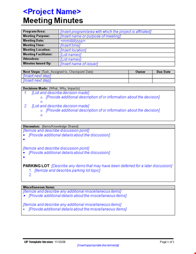 Meeting Minutes Template