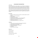 CNC Machinist Job Description example document template