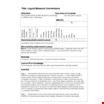 Convert Medical Liquid Measurements: Ounce to Fluid Ounces, Milliliters, Cubic (60 chars) example document template