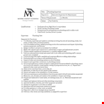 Plumbing Supervisor Job Description example document template