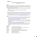 Policy for Letter of Intent - Guidelines for Letter, Promotion, and Title for Faculty Chair example document template