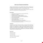 Trading Fresher Job Description example document template