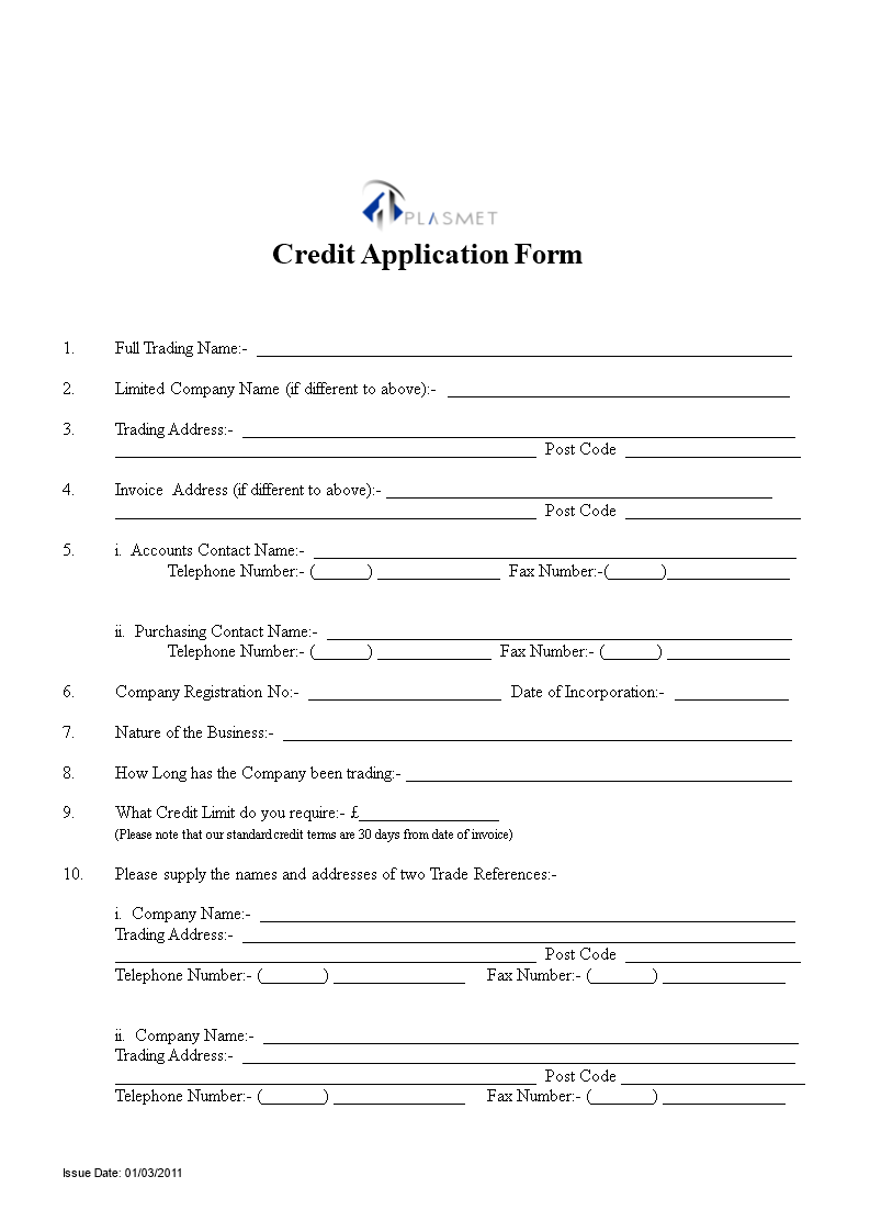 Credit Application Form For Trading Number Address Company Name credit-application-form-for-trading-number-address-company-name