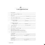 Credit Application Form for Trading - Number, Address | Company Name example document template