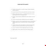 Career Objective Example example document template